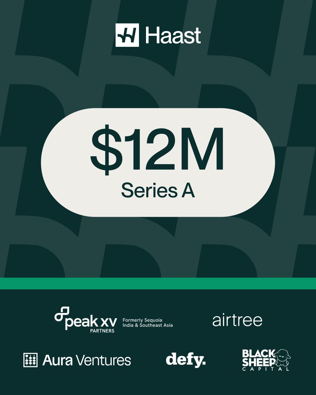 Haast $12M Series A. Investors: Peak XV Partners, Airtree, Aura Ventures, defy, Black Sheep Capital.