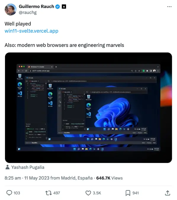 Well played win11-svelte.vercel.app Also: modern web browsers are engineering marvels